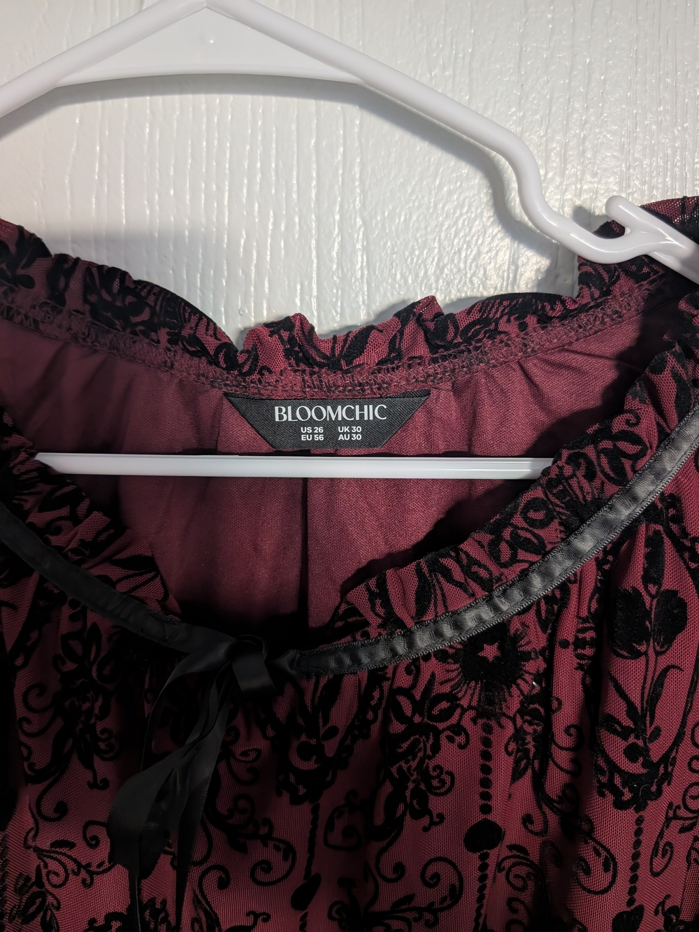 BloomChic Burger King Velvet Burnout Tie-Neck Tunic - Picture 3 of 8